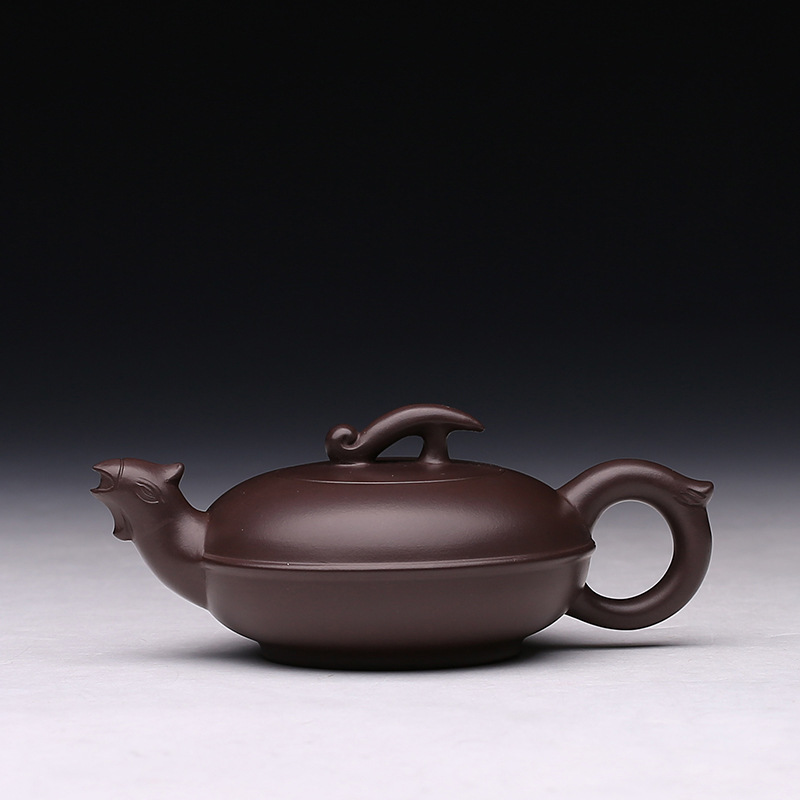 宜兴紫砂茶壶 名家作品 工艺师 王红娟制 原矿紫泥 160毫升 茶具