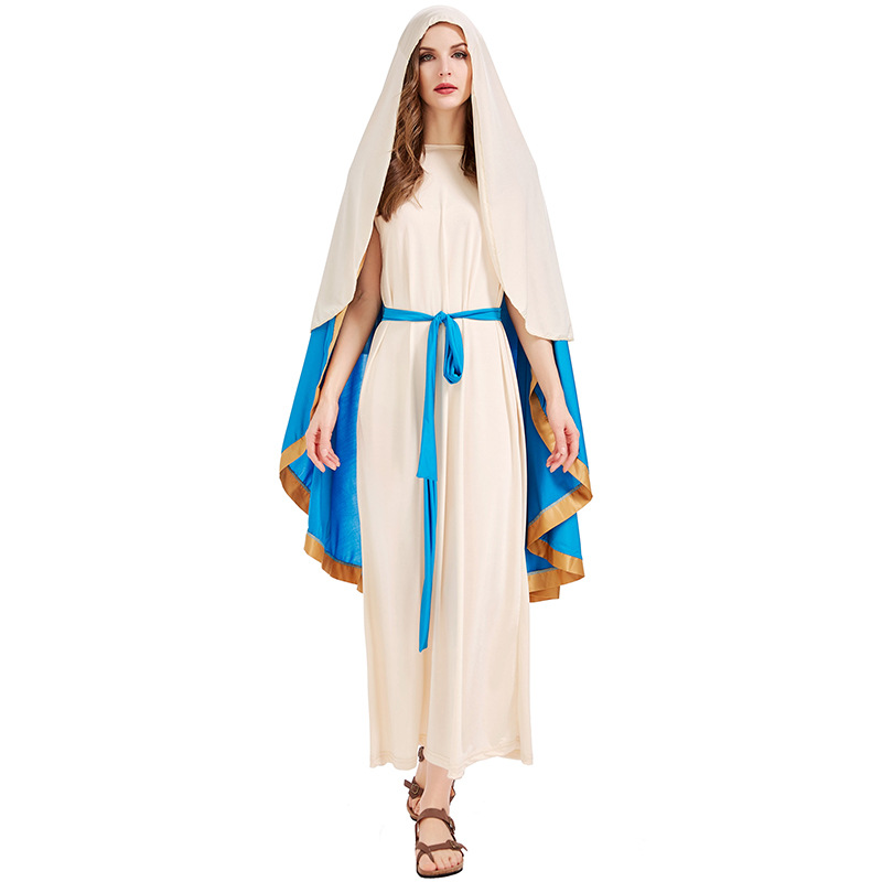以色列古代服圣母玛利亚成人角色扮演万圣节服装 the virgin mary