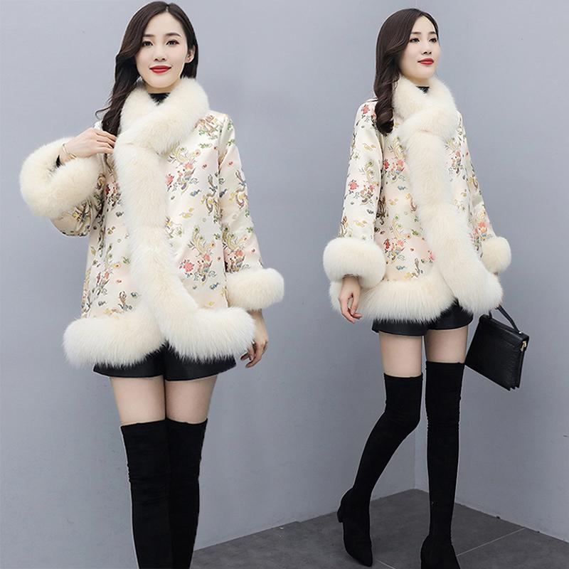 大毛领斗篷披肩外套女秋冬古风25-35周岁披风外套皮毛一体时尚女