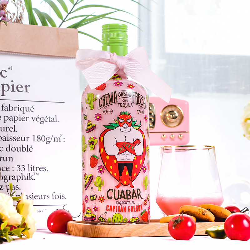 新款西班牙进口奶霸利口酒700ml女生甜酒 草莓味奶油酒力娇酒包装