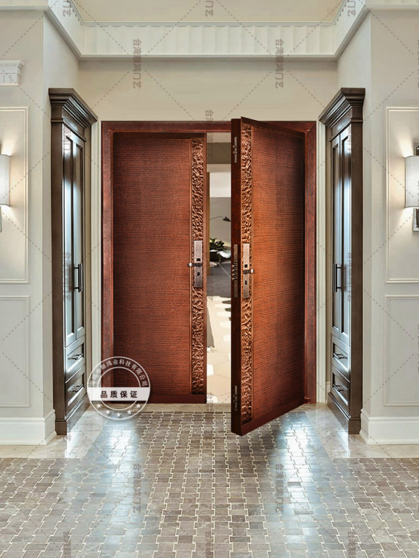 台湾顺鸿铜门进户门双开纯铜别墅大门对开家用入户子母安全防盗门