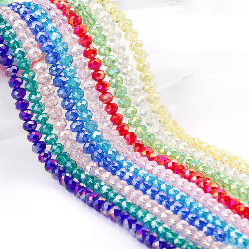 工厂直销 水晶ab玻璃扁珠 diy饰品批发串珠配件车轮水晶珠子挂绳