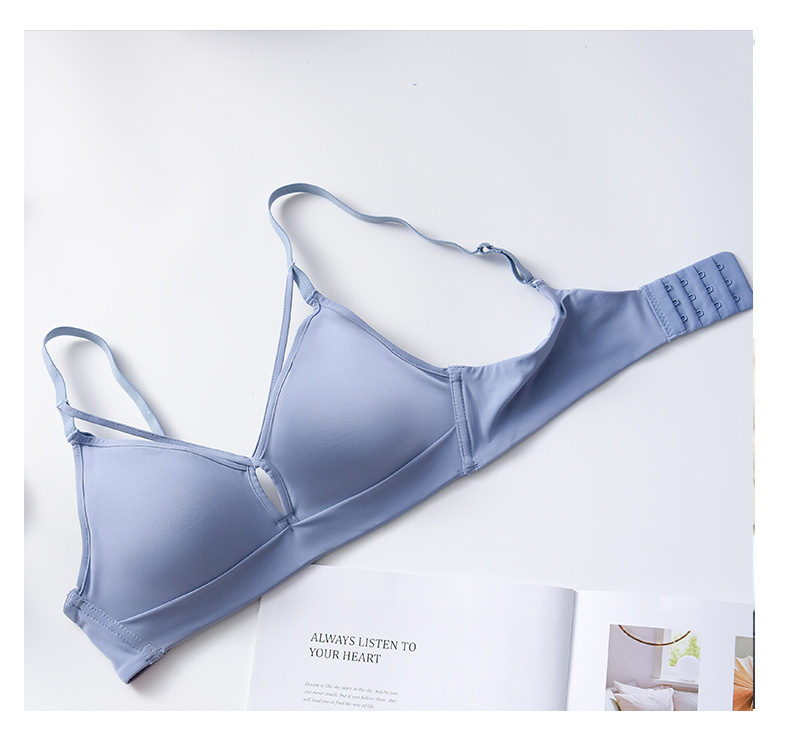 春夏款性感交叉胸罩镂空鸡心美背上薄下厚聚拢少女内衣无钢圈文胸