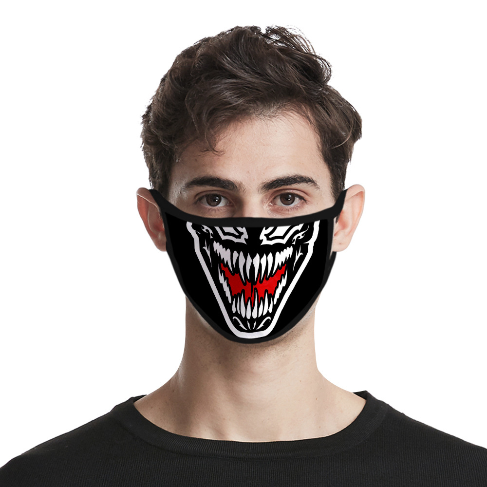跨境 小丑joker面具3d印花口罩冰丝布男女生活口罩源头厂家批发