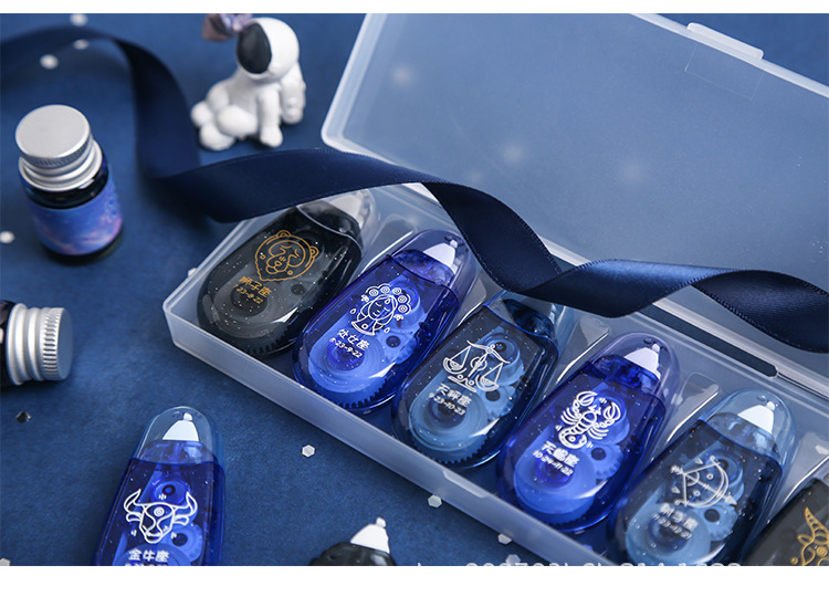 天高厂家批发大容量十二星座修正带星空涂改带透明膜带改正带