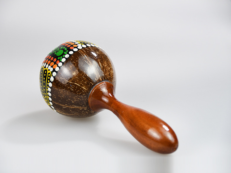 定制彩绘椰壳沙锤 ktv沙锤伴奏宝宝手摇乐器玩具椰壳沙锤