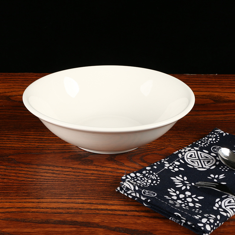 白瓷8寸斗碗 酒店餐厅汤盆菜盆陶瓷餐具 支持印花logo拉面碗-阿里巴巴