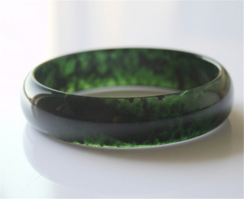 天然墨绿玉手镯女士款玉石饰镯子蛇纹石玉手镯蓝田玉镯手环饰品