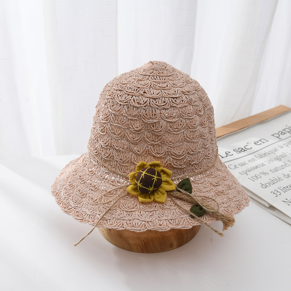 新款钩花草帽成人帽子女夏韩版防晒帽遮阳帽太阳帽折叠大檐渔夫帽
