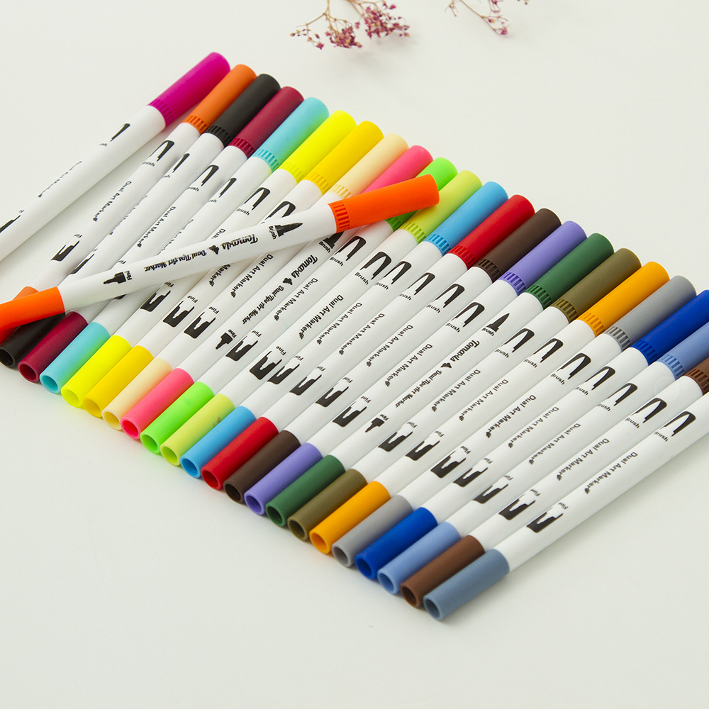 Cross-Border E-Commerce Spot 12-Color 24-Color 36-Color Watercolor Soft-Headed Writing Brush Marker Package