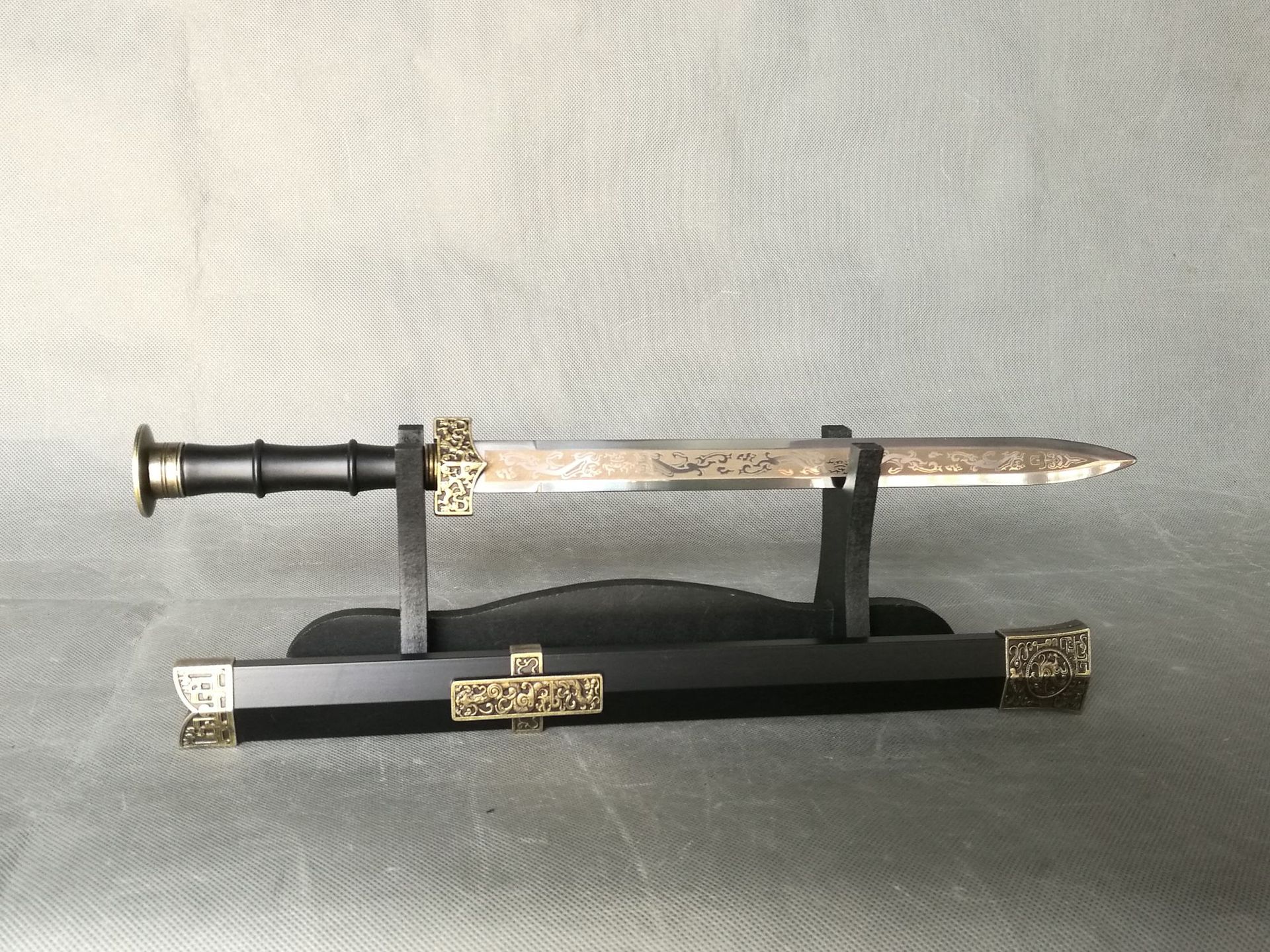 龙泉市刀剑 镇宅 青古铜hk6605小汉剑 动漫影视 未开刃