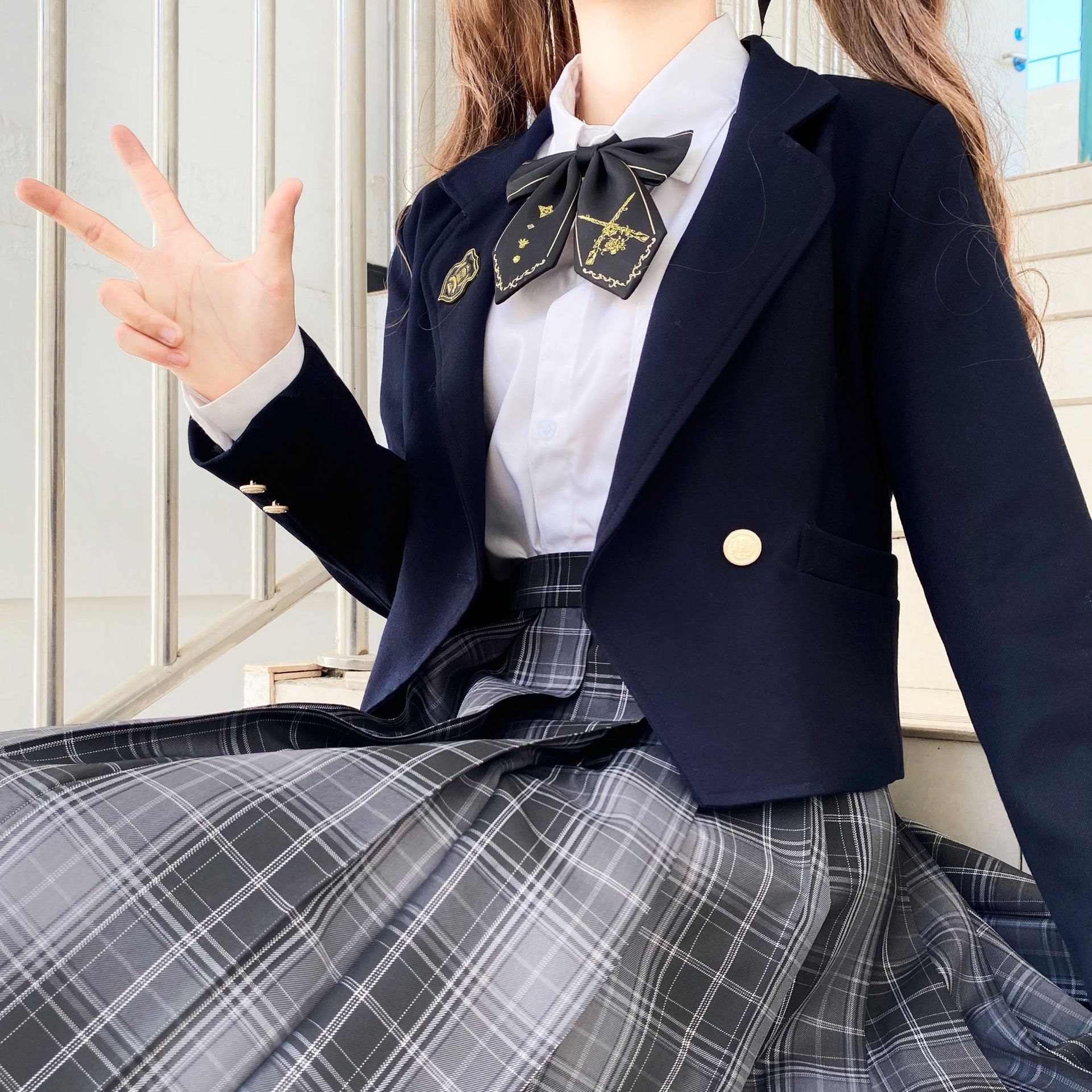 jk外套西服女黑色初秋短款女西装长袖制服学生上衣设计感小众