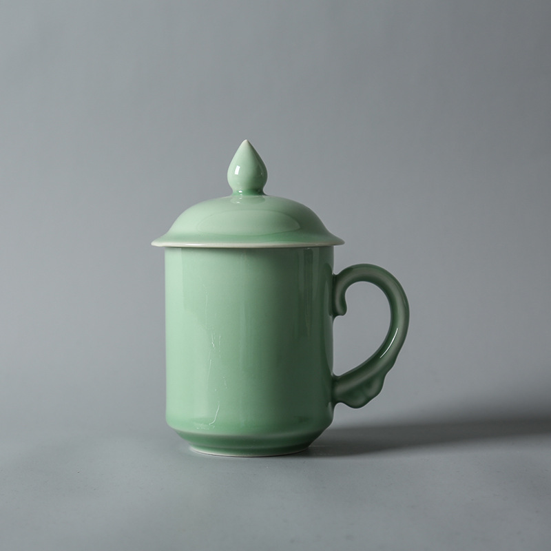厂家特价龙泉青瓷茶杯将军杯水杯办公杯会议杯陶瓷杯定制礼品杯