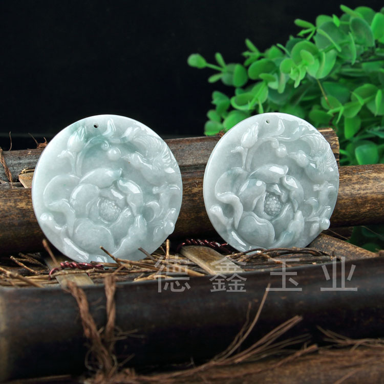 翡翠a货吊坠花牌 立体花朵圆牌 多款花开富贵吊坠 直播货源可代发