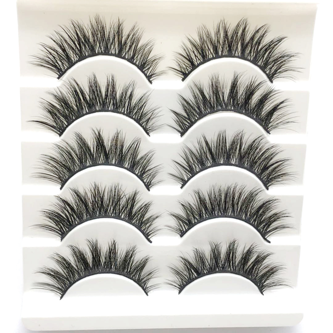 5 Double Pairs of False Eyelashes 3D Chemical Fiber Three-Dimensional Multi-Layer Black Hard Thick False Eyelashes Source Factory Eyelash