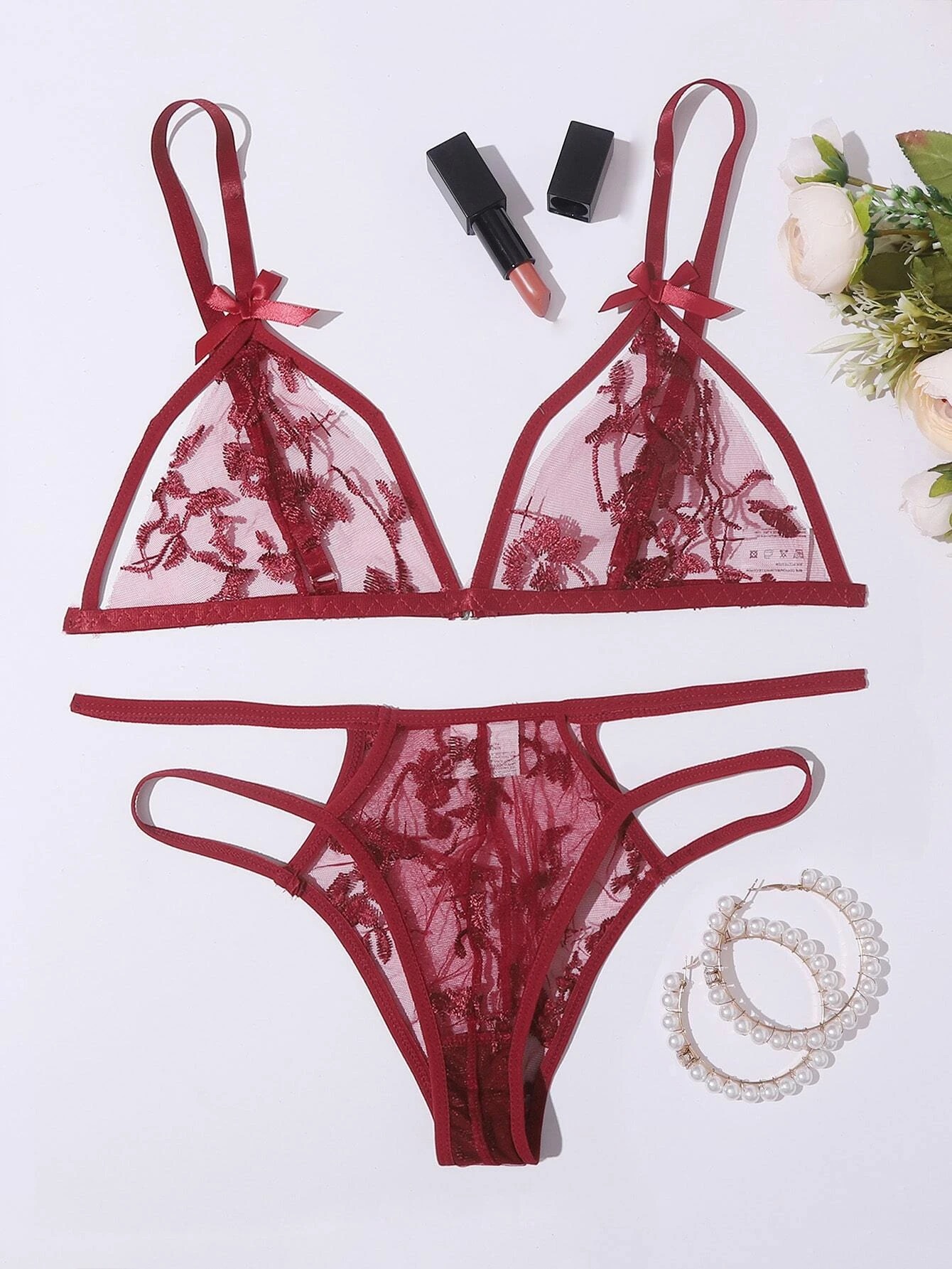 亚马逊爆款情趣内衣三点式比基尼性感蕾丝睡衣套装丁字裤女代发