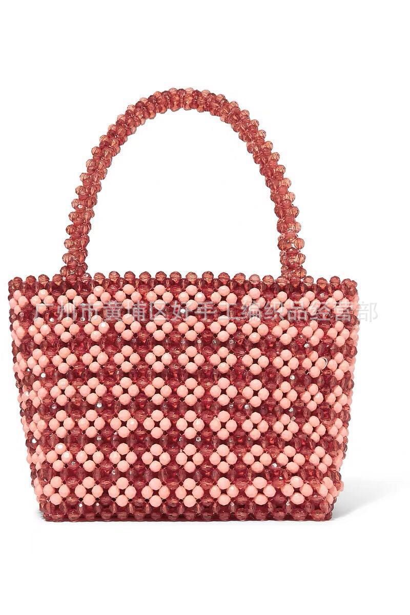 英国风复古小众品牌串珠包包黄色粉色小花珠珠包大牌手工珠子包