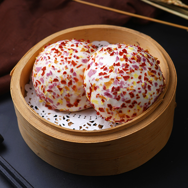 七彩燕麦包广式速冻包子点心茶楼酒店包点燕麦流沙包速食早餐食品