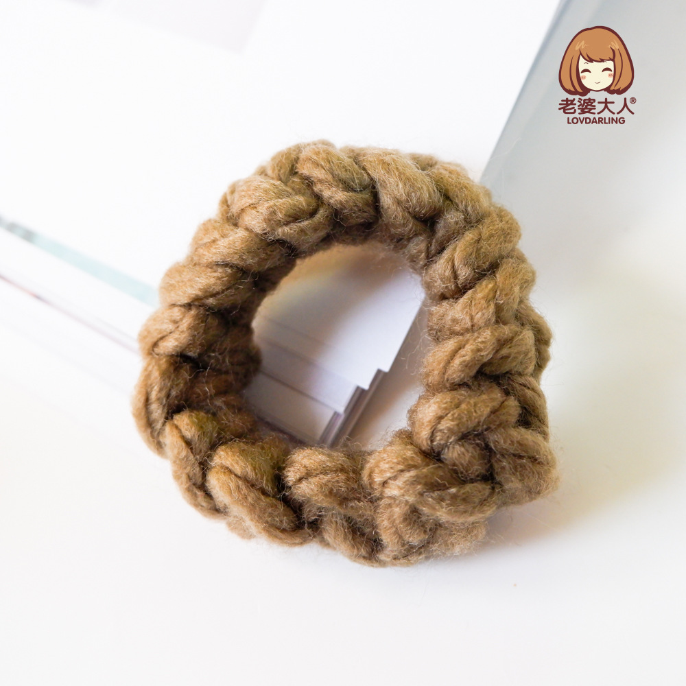 老婆大人饰品粗毛线皮筋纯手工编织发圈