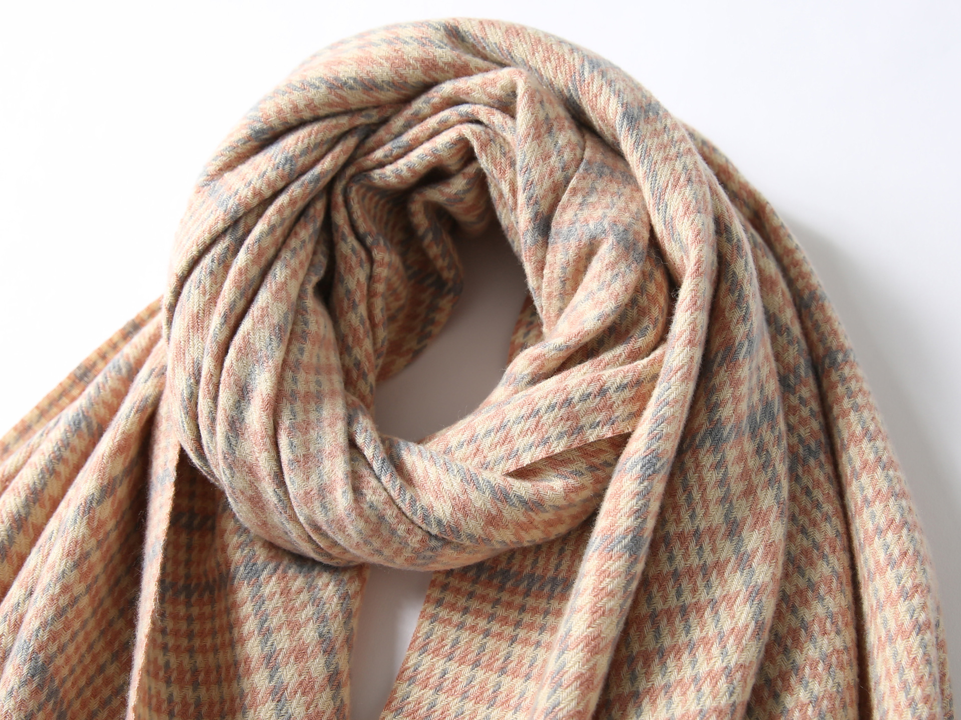 千鸟格子女士围巾秋冬季复古英伦仿羊绒流苏保暖披肩情侣加厚围脖