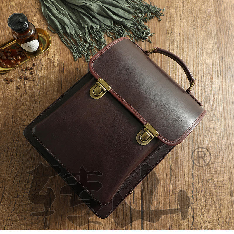 转山真皮背包复古树膏皮旅行包植鞣皮学院风双肩包男女书包43020