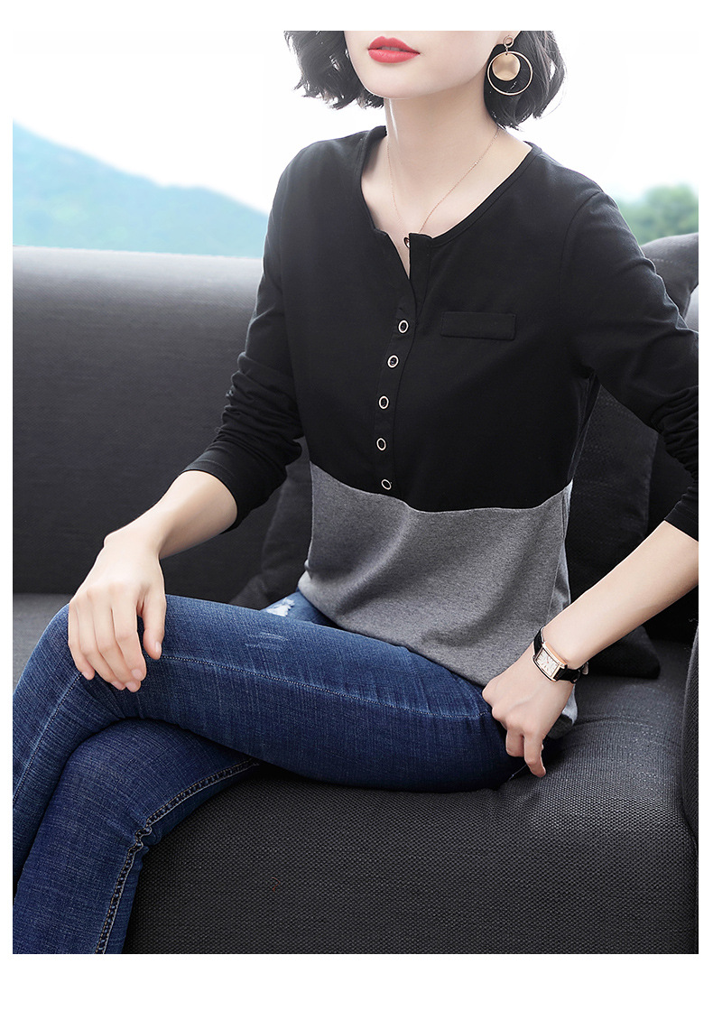 2020春秋新款女装上衣服宽松休闲长袖t恤女士打底衫时尚小衫洋气