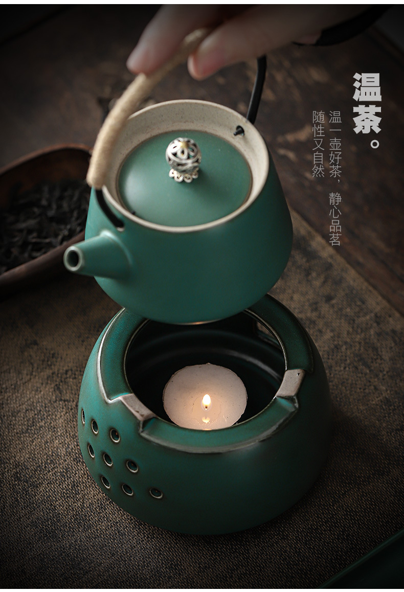 尚岩粗陶蜡烛温茶炉陶瓷茶壶底座公杯温茶台蜡烛加热日式烛台复古