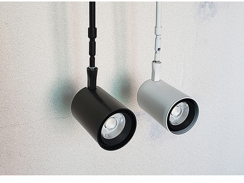 服装店铺吸顶吊杆射灯伸缩长杆led轨道灯12w30瓦侧装cob聚光灯