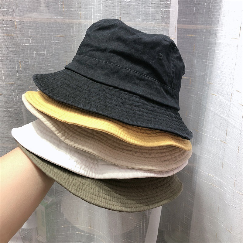 日系纯棉轻薄渔夫帽女士简约短檐平顶遮阳帽户外防晒盆帽子男潮