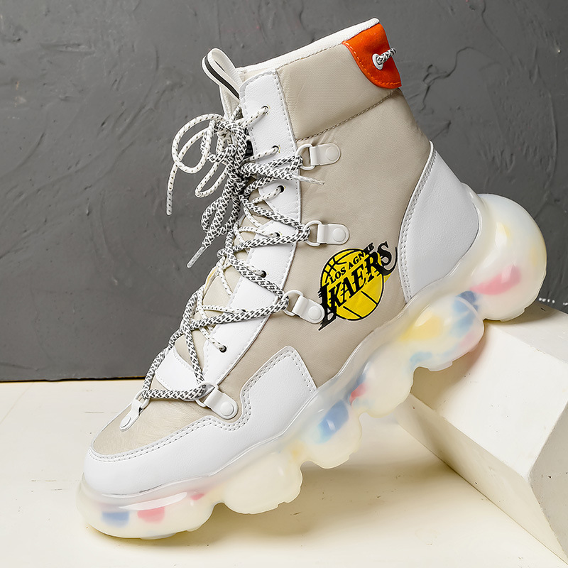 高帮运动鞋男2020秋冬新款户外厚底气泡底同款保暖舒适跑步老爹鞋