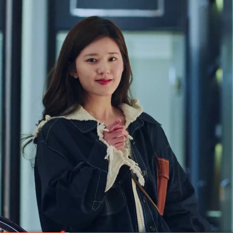 我喜欢你顾胜男同款衣服黑色口袋牛仔外套连帽宽松风衣上衣可代发