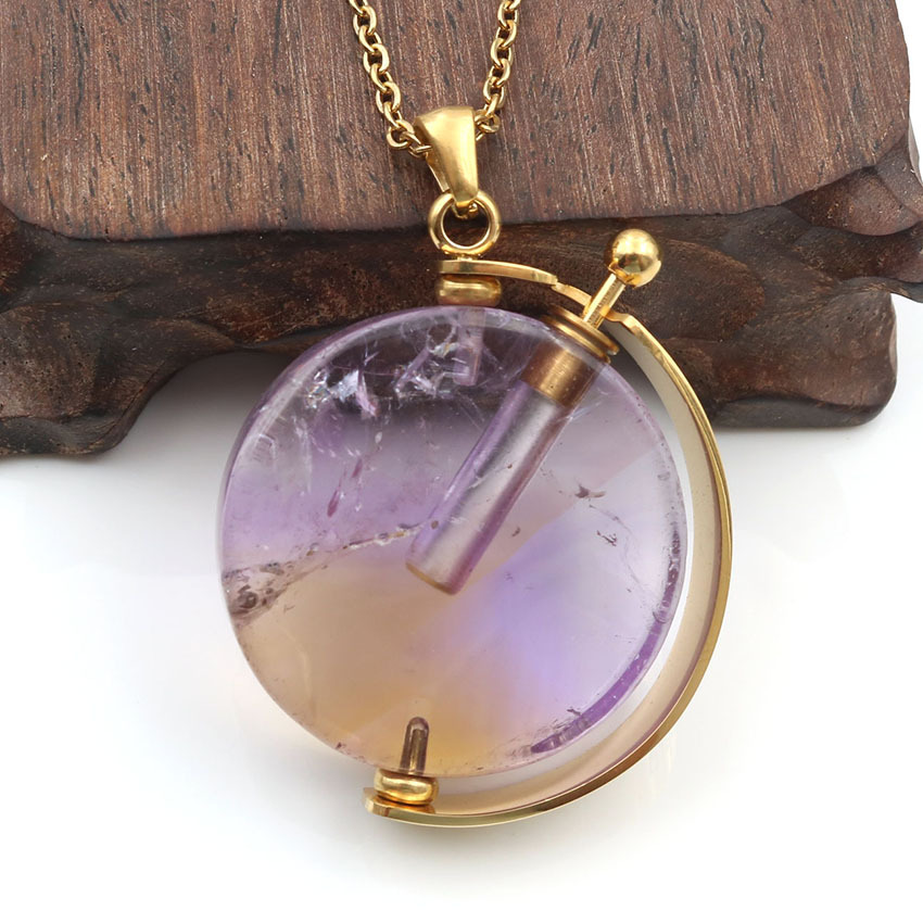 天然水晶香水香薰瓶吊坠饰品礼物女圆形转运无事牌吊坠跨境新品