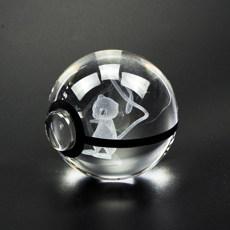 厂家直销水晶神奇宝贝球3d内雕水晶球 盖欧卡手办 口袋妖怪球