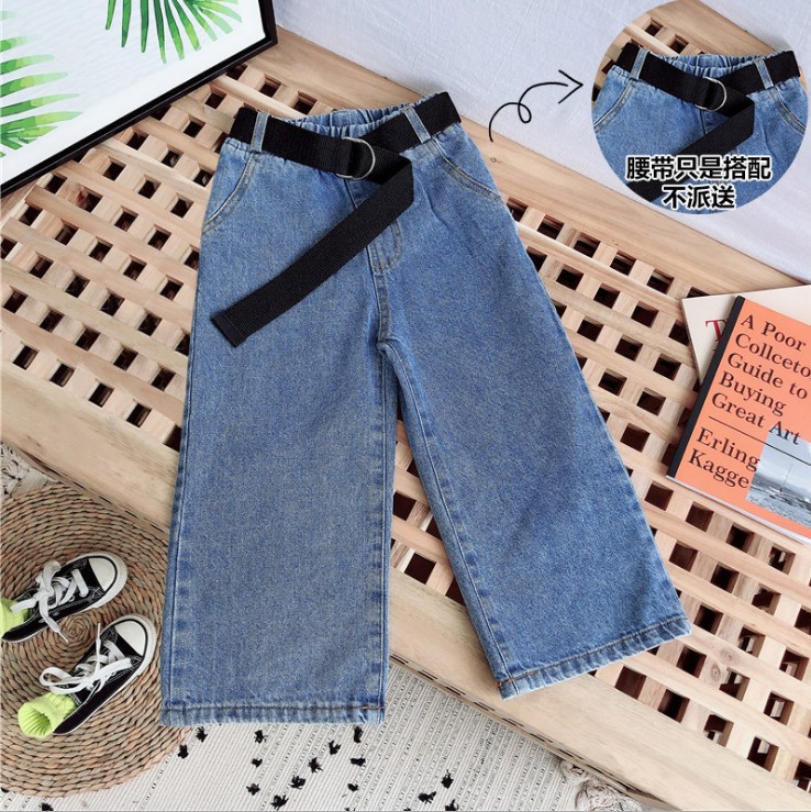 2022 Spring and Autumn Clothing Children's Jeans New Korean Style Western Style Girls' Wide-Leg Pants Children's Casual Straight Trousers Fashion