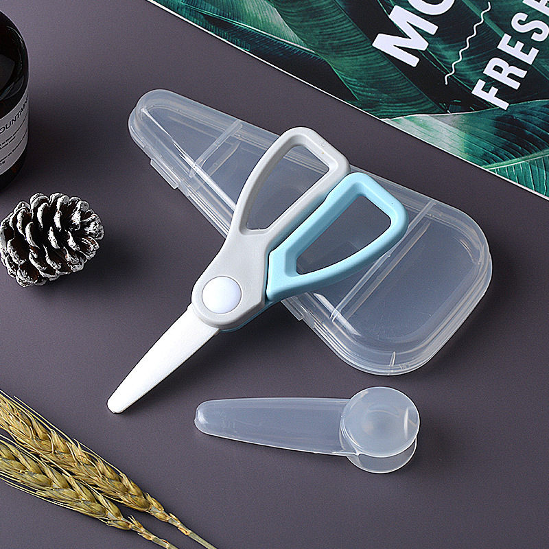 Baby Ceramic Scissors Portable Baby Feeding Aid Scissors with Scissors Set Household Kitchen Food Scissors Factory Wholesale