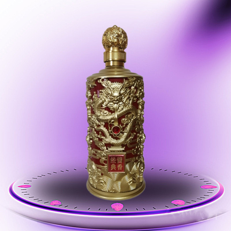 新款浮雕金龙玻璃瓶龙纹瓶自酿白酒瓶1000ml金龙套空酒瓶现货批发