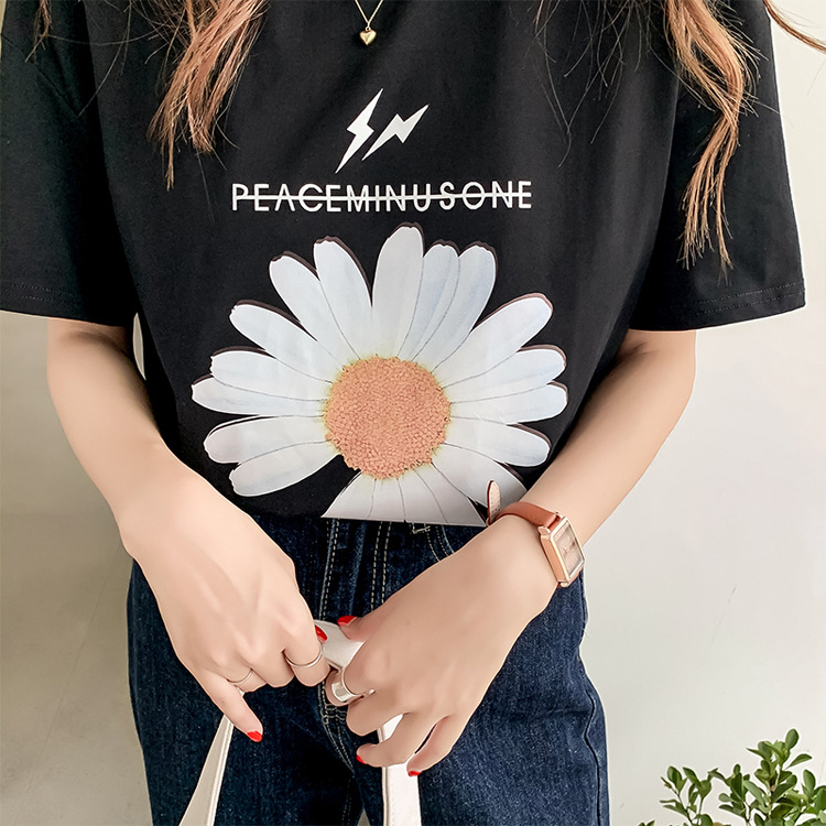 2020夏季新款韩版网红明星同款超火小雏菊宽松纯棉短袖t恤女批发