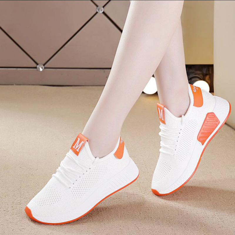 [Monthly Sales 1000 +] Fly-Knit Sneakers Women's One Piece Dropshipping Spring and Summer Flat Casual Shoes Mesh Surface Shoes Student Shoes