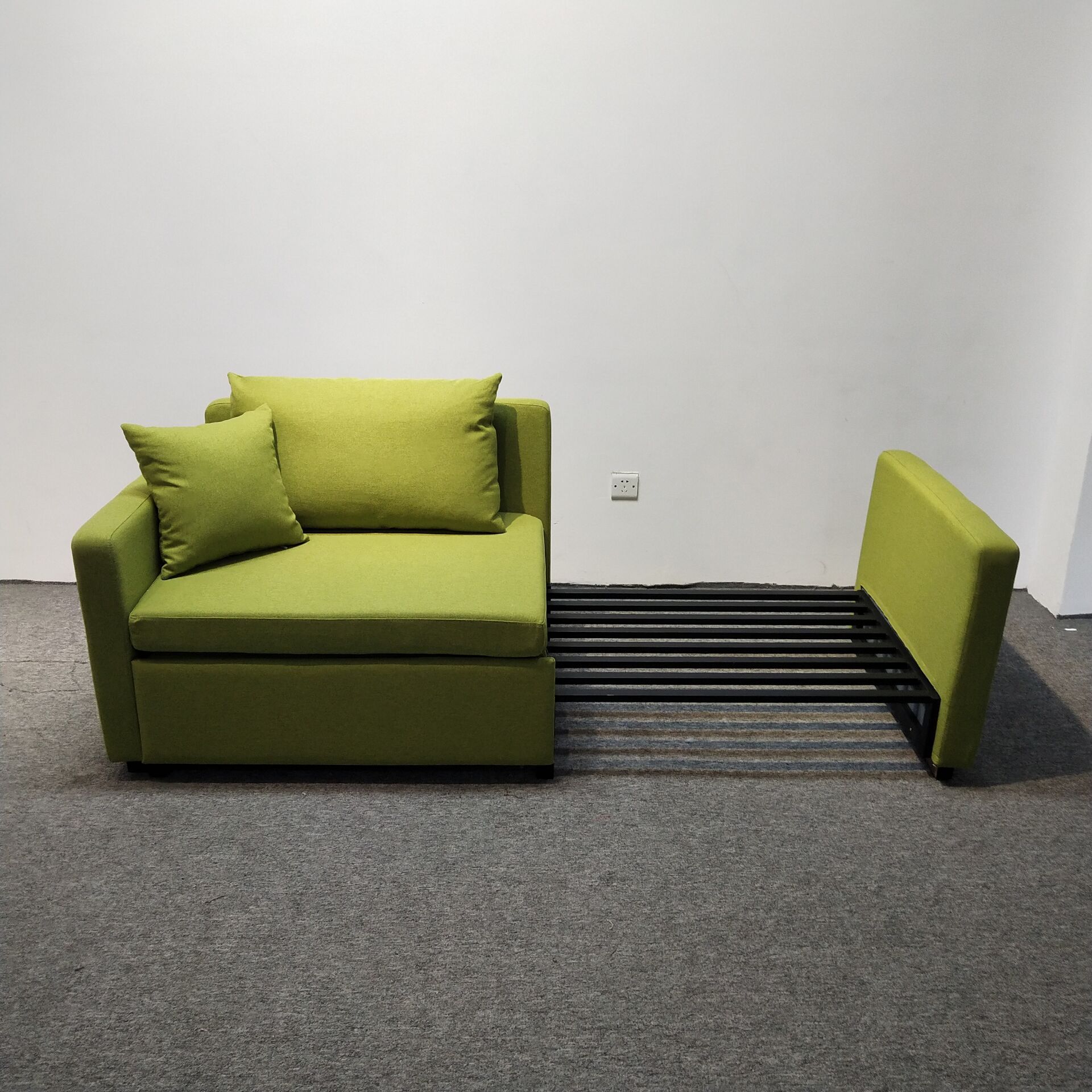 单人位两用沙发床金属框架铁艺书房办公酒店公寓折叠多功能沙发床