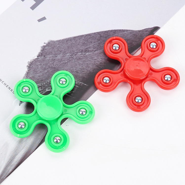 Five-Bead Fingertip Gyro Plum Blossom 5-Bead Hand Spinner Five-Leaf Bearing Five-Angle Steel Ball Spiral Finger Pressure Reduction Toy