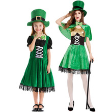 万圣节服装 爱尔兰妖精亲子装  西欧民族节日聚会服装 成人连衣裙