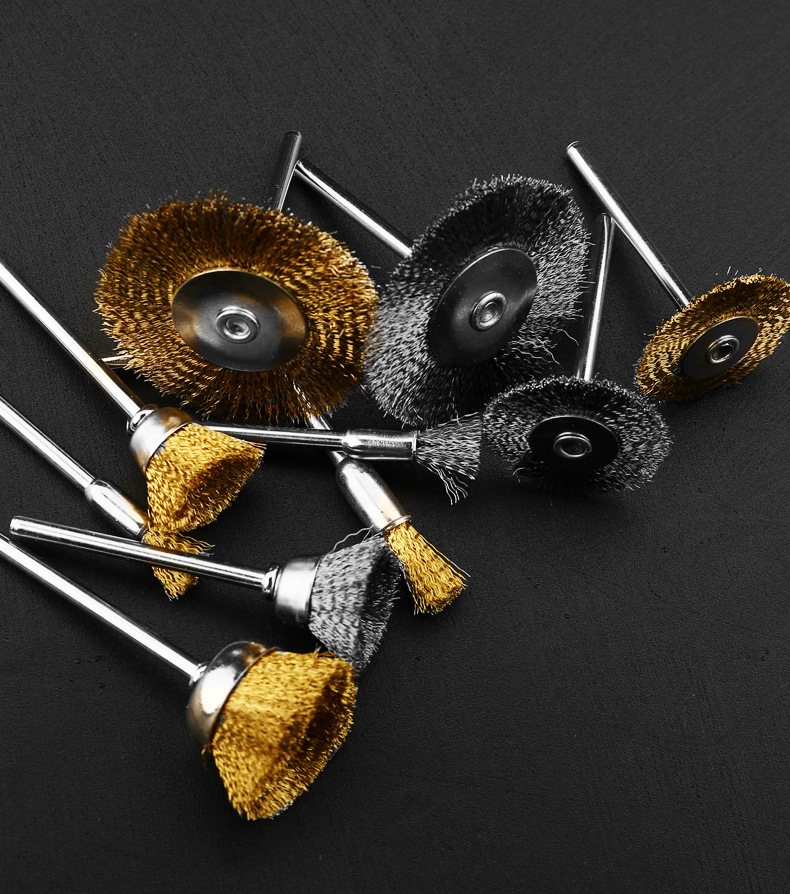 电磨钢丝刷抛光头打磨轮除锈抛光打磨头电动抛光文玩清理刷头工具
