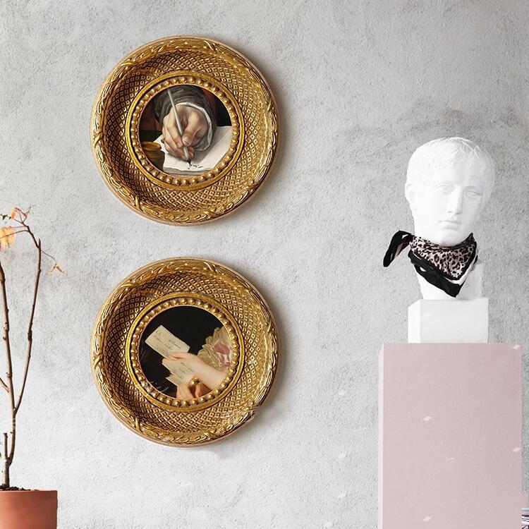 建谊直供树脂欧式油画框组合框古典家居挂墙圆形相框镜框装饰墙框