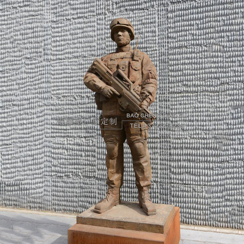 主题雕塑纯铜消防员军人雕像城市公园广场部队铜雕铸铜人物摆件-阿里