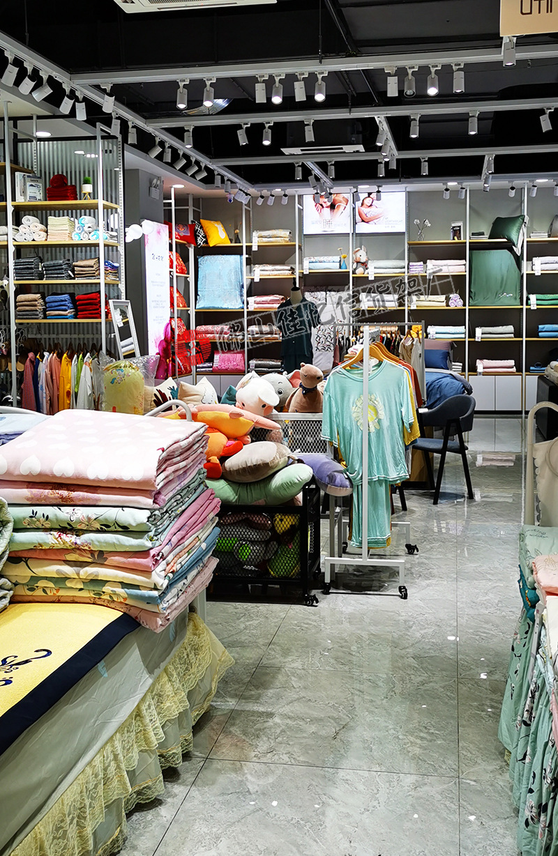 整店定制可调式家纺展架四件套展柜床上用品展示架被芯枕芯陈列架