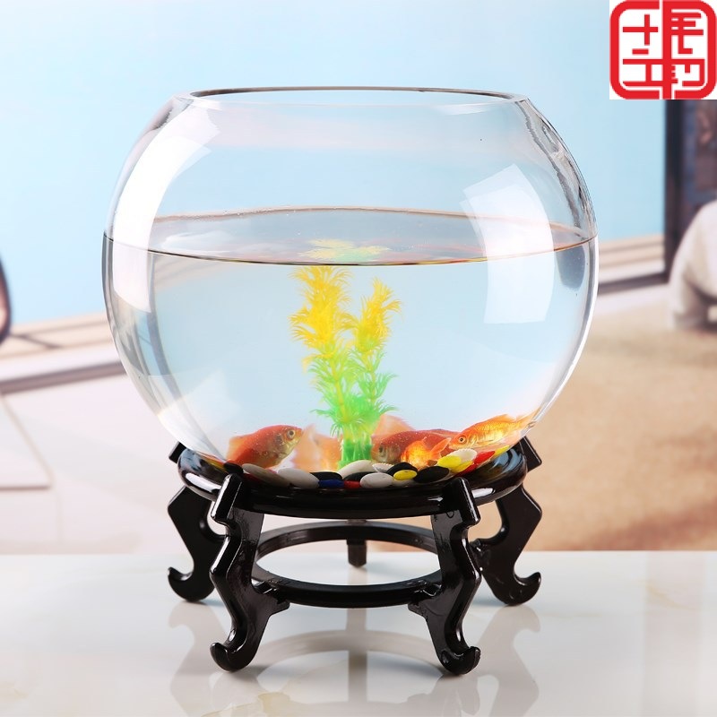 玻璃透明鱼缸圆形大型桌面加厚乌龟缸金鱼缸水培客厅