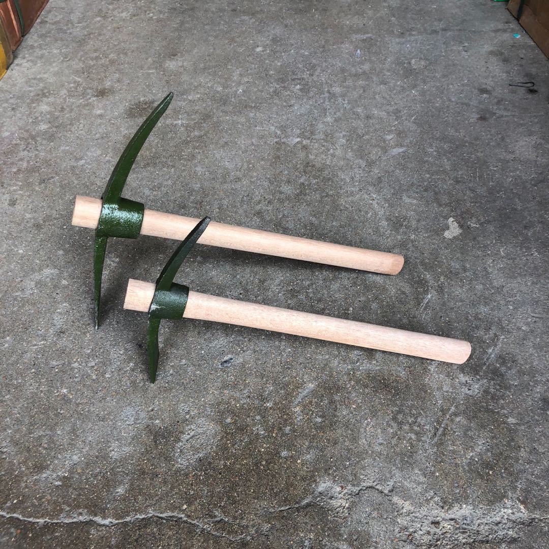 园林农用洋镐木柄包塑柄多功能锻打钢制十字镐铸铁小手镐园艺镐