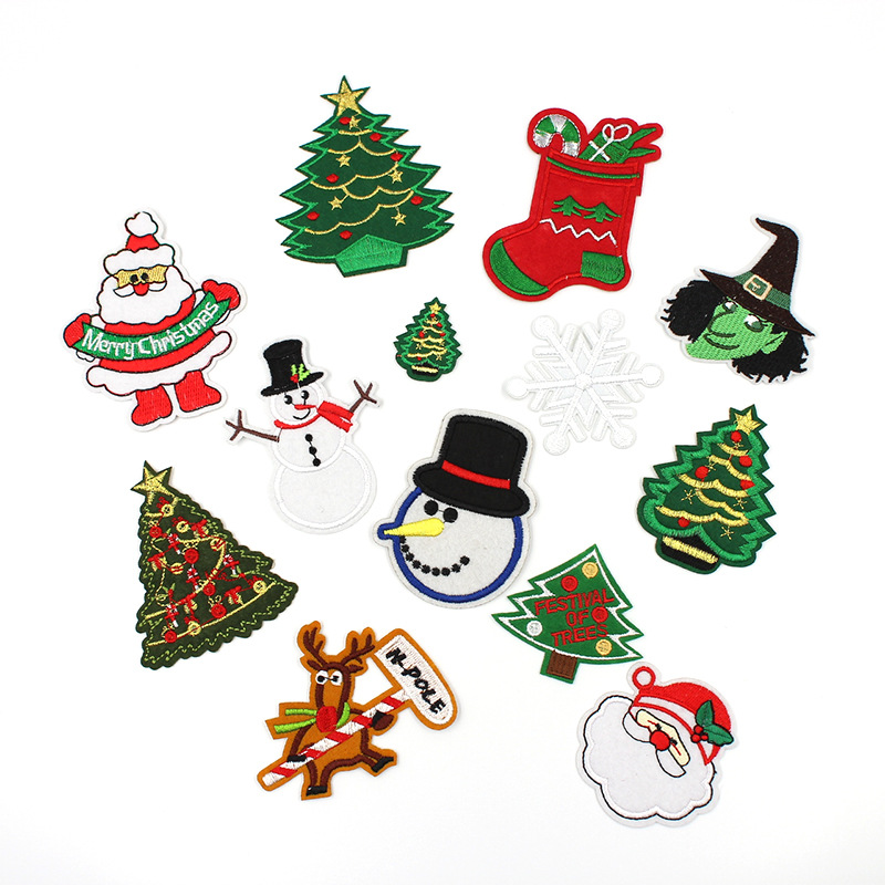 新款现货布贴圣诞节系列刺绣雪花雪人补丁贴服装辅料手工diy装饰