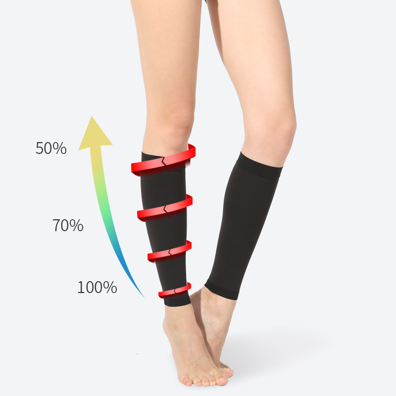Double Vein Anti-Curved Socks Elastic Compression Socks Mid-Calf Sports Leg Guard High Tube Exposed Toe Leg Beauty Compression Stockings