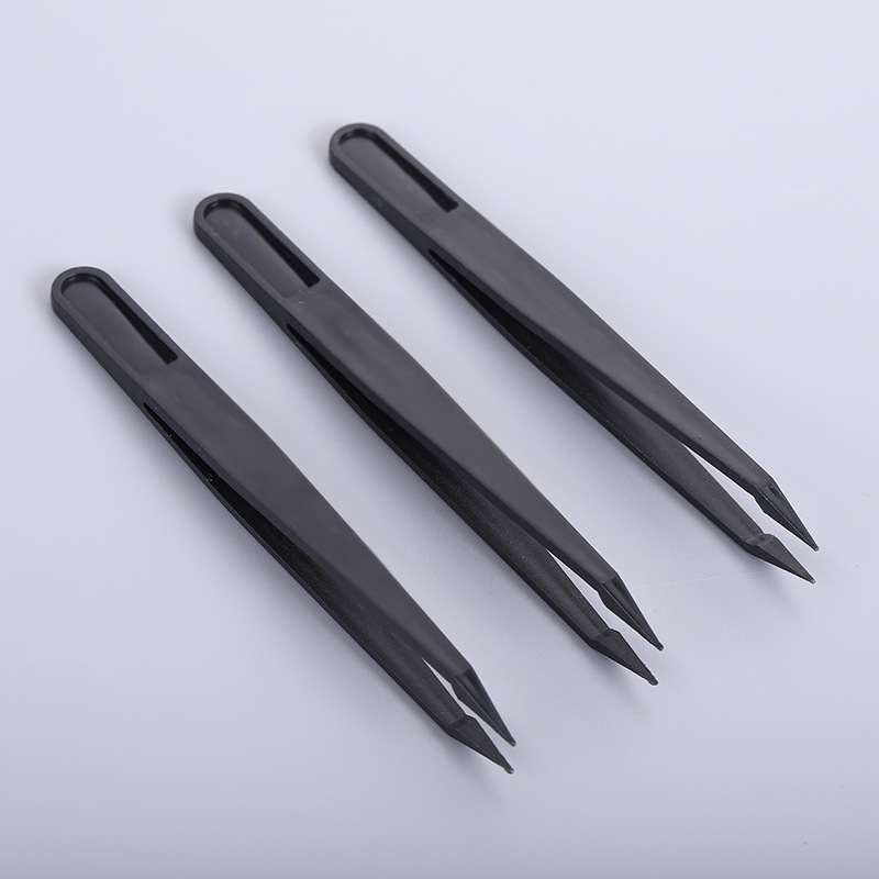 厂家加工点钻小工具塑料镊子黑色尖头贴钻维修防静电手工diy镊子